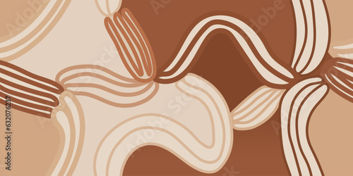Abstract brown tones line artistic pattern. Contemporary simple print. Fashionable template for design. 