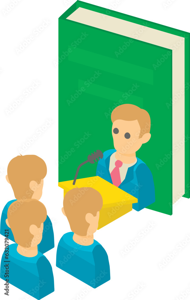 Election campaign icon isometric vector. Male candidate speaking to voter icon. Democracy concept, election Election campaign icon isometric vector. Male candidate speaking to voter icon. Democracy concept, election