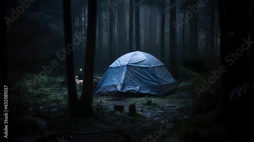 Tent in a dark forest © James