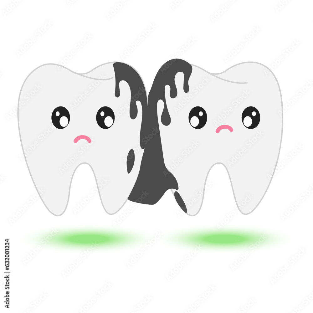 Dirty and smelly tooth cartoon character in flat design on white background. Vector illustration Dirty and smelly tooth cartoon character in flat design on white background. Vector illustration