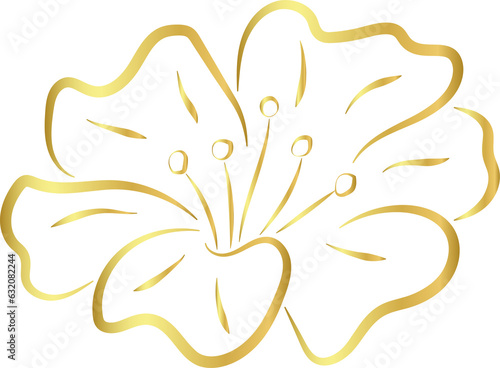 aesthetic gold flower line art element design