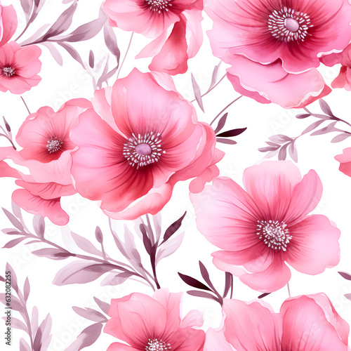 Seamless flower pattern in watercolor style © Pinevilla