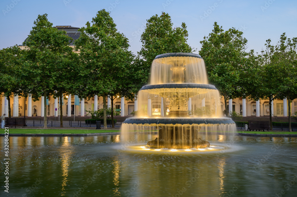 View of the Wiesbaden Kurhaus and Casino at Dusk, Germany
