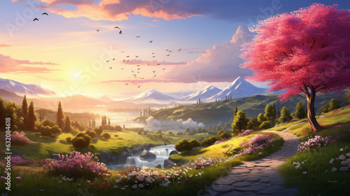 Beautiful spring morning nature background © Cedar