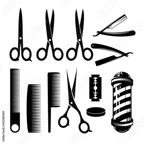Haircut or barbershop tools icon set,shaving tools design elements isolated on white background.