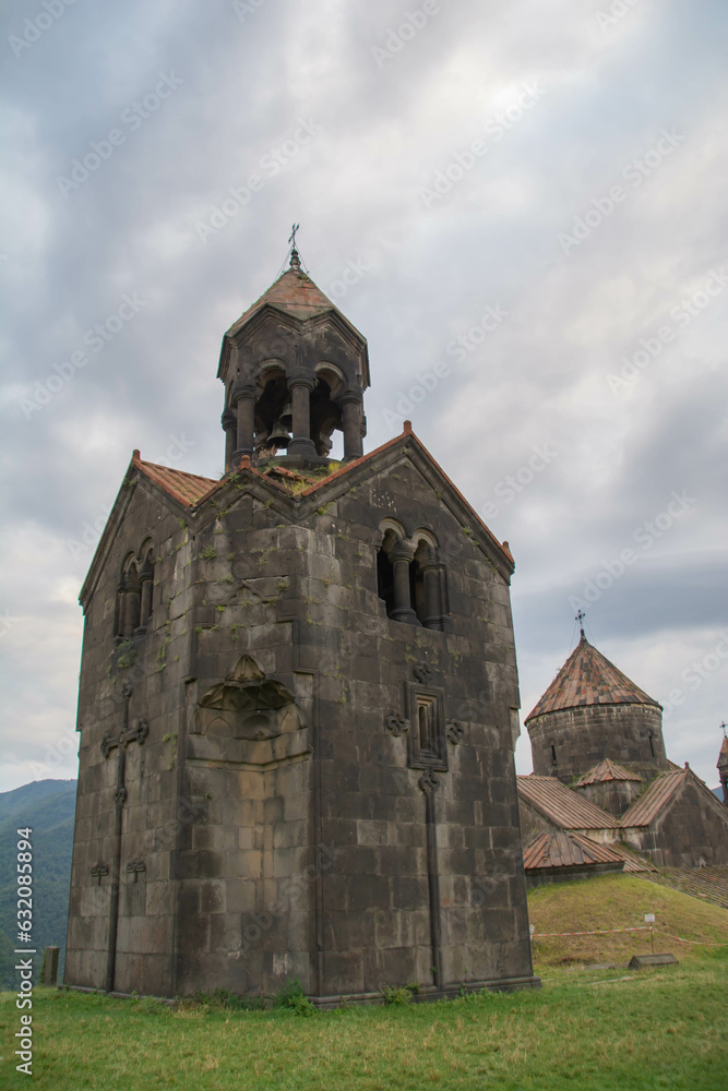 Christian church. Haghpat monastery complex. Apostolic Church in Armenia. Church architecture, arches and dome