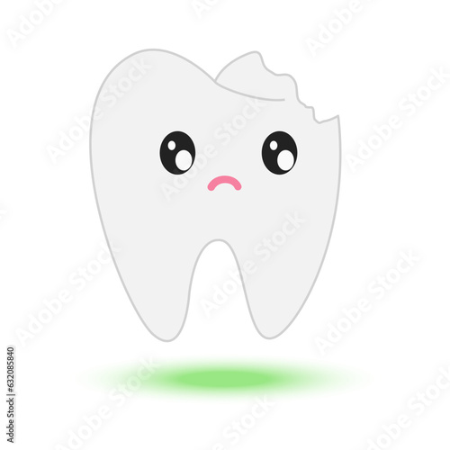 damaged or unhealthy human tooth hurts. Vector illustration