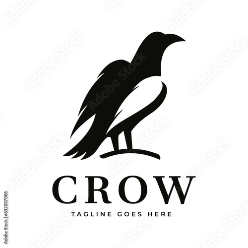 Black crow silhouette design inspiration Vintage Retro Logo design Bird
