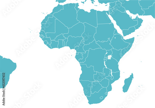 アフリカ諸国と周辺国の地図、大西洋、バックグラウンド
