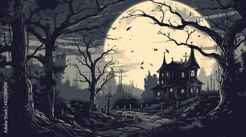 Halloween holiday mystery landscape.