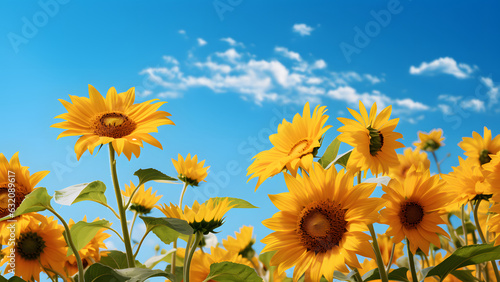 sunflower over cloudy blue sky 