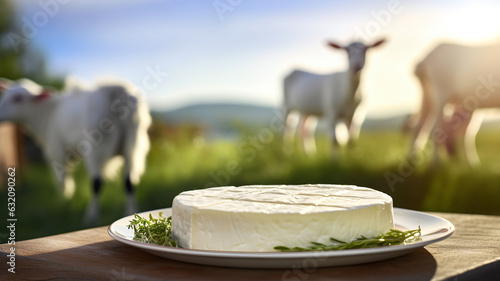 Goat cheese, farmland, goats, agriculture, homemade goat cheese, locally produced, dairy product, white goats, in front of a field, grass, farm, mountain, goat milk, agriculture