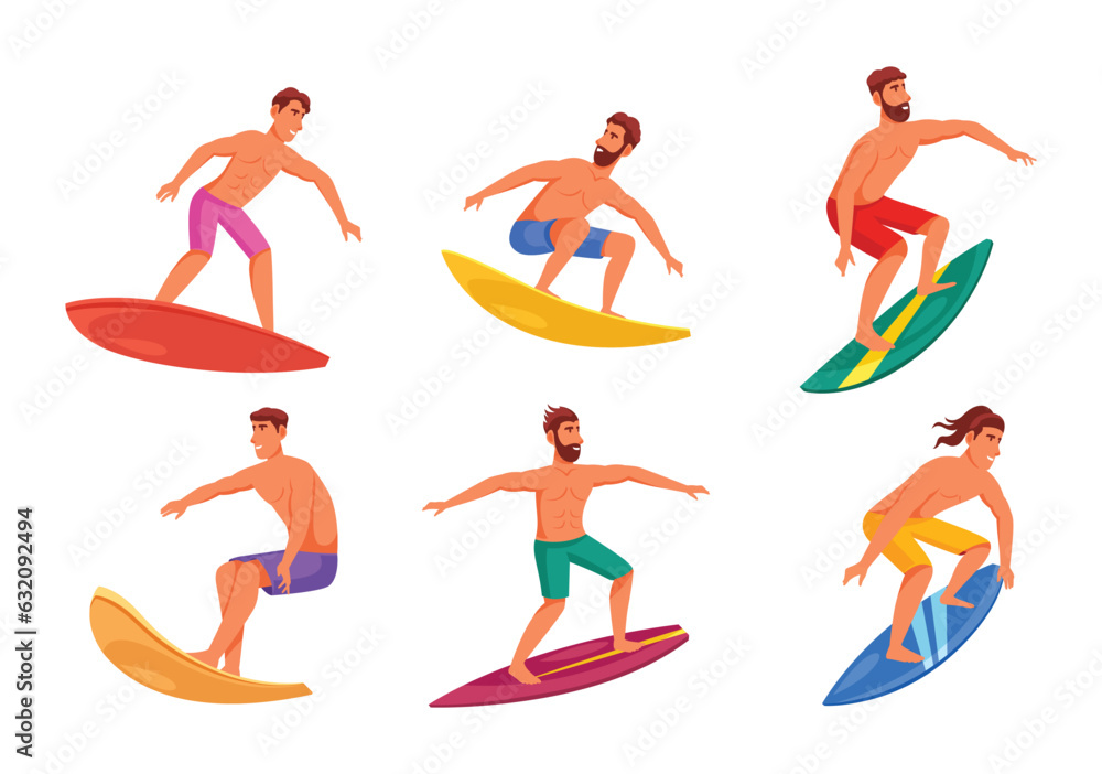 vector set of surfer cartoons vector set of surfer cartoons