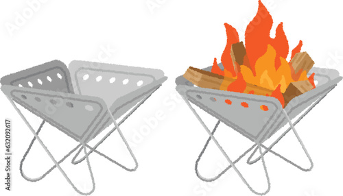 焚き火台のイラスト