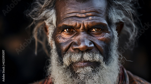 A portrait of an indigenous Australian Aboriginal elder man