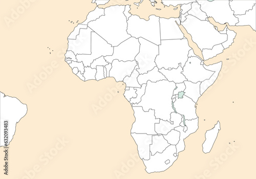 アフリカ諸国と周辺国の白地図、大西洋、バックグラウンド