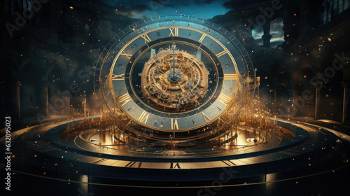 old astronomical clock mechanism futuristic