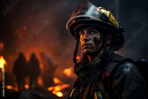 Seeking Survival: Firefighter in the Flames. Generative AI © Haider