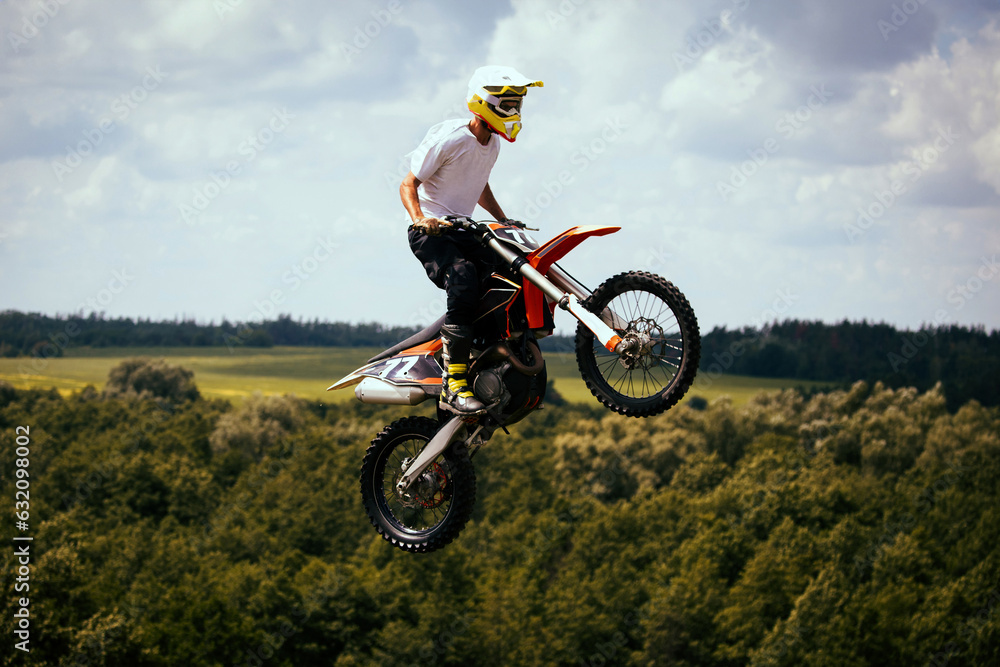 Extreme free ride motocross in fields. Extreme free ride motocross in fields.