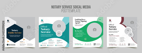 notary service social media post web square banner template.  