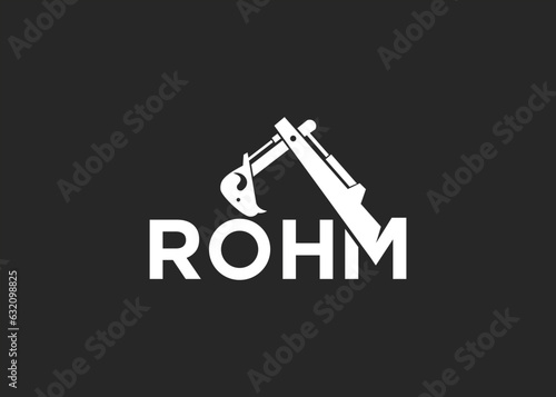 excavator with bull logo design vector silhouette illustration