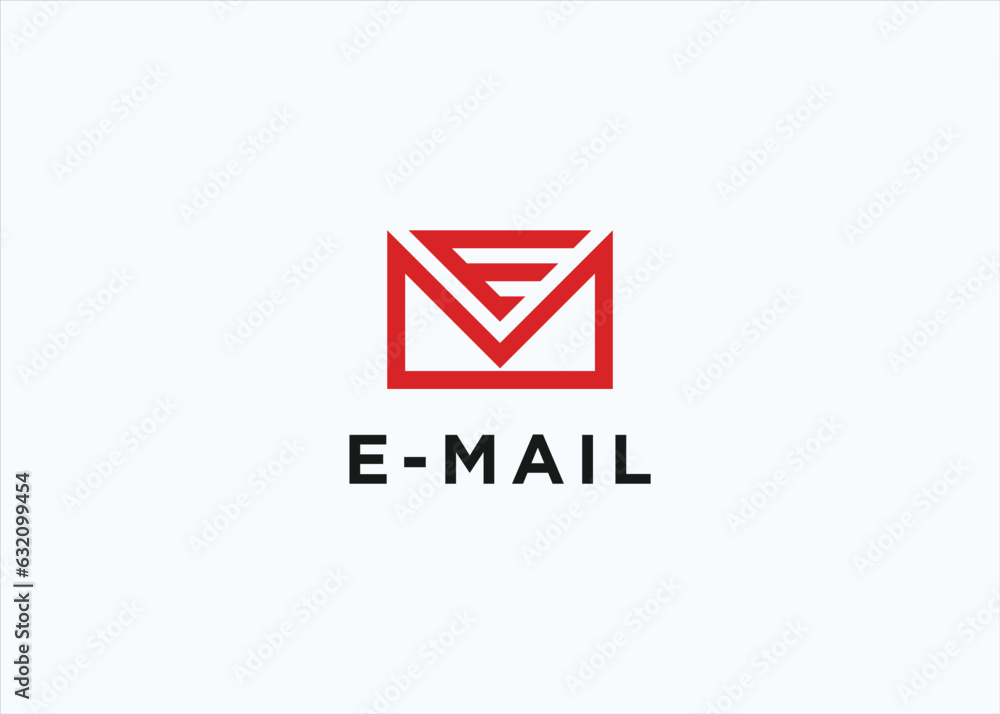 initial e with email logo design vector silhouette illustration initial e with email logo design vector silhouette illustration