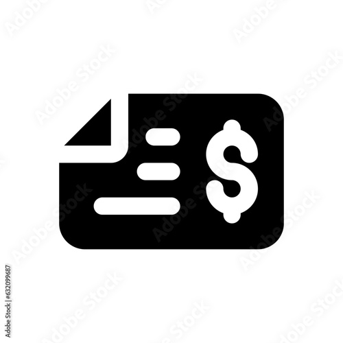 bank check glyph icon