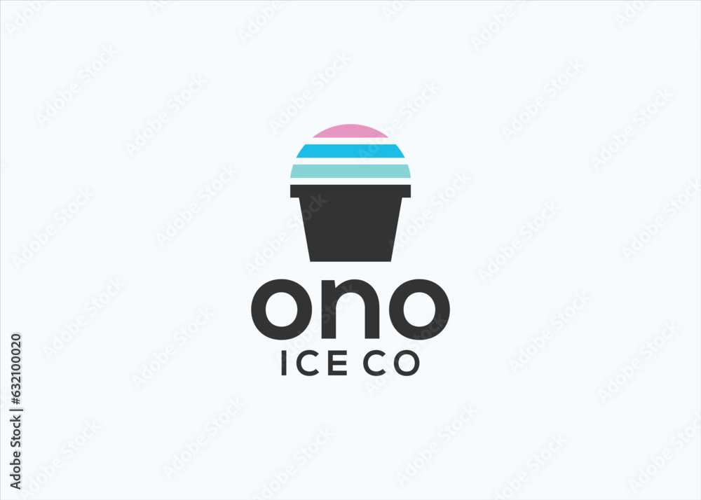 Shaved ice logo design vector silhouette illustration Stock Vector