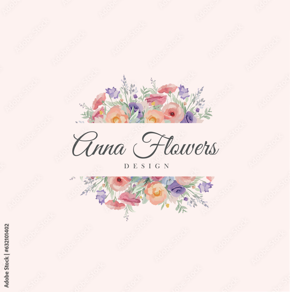 Watercolor flowers logo
