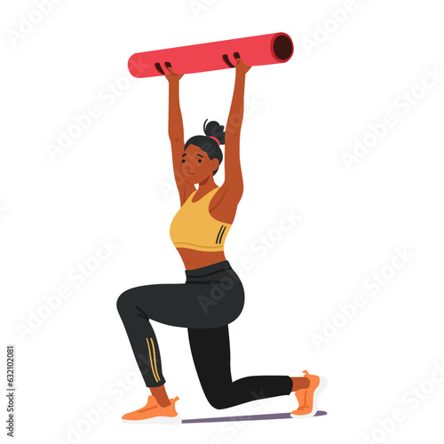 Woman Character doing Fitness Exercises or Pilates Training with Equipment, Targeting Different Muscle Groups