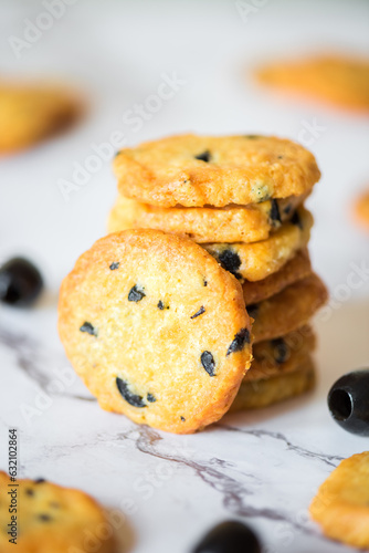 Wallpaper Mural Italian style round shortbread cookies with black olives and Parmesan cheese Torontodigital.ca