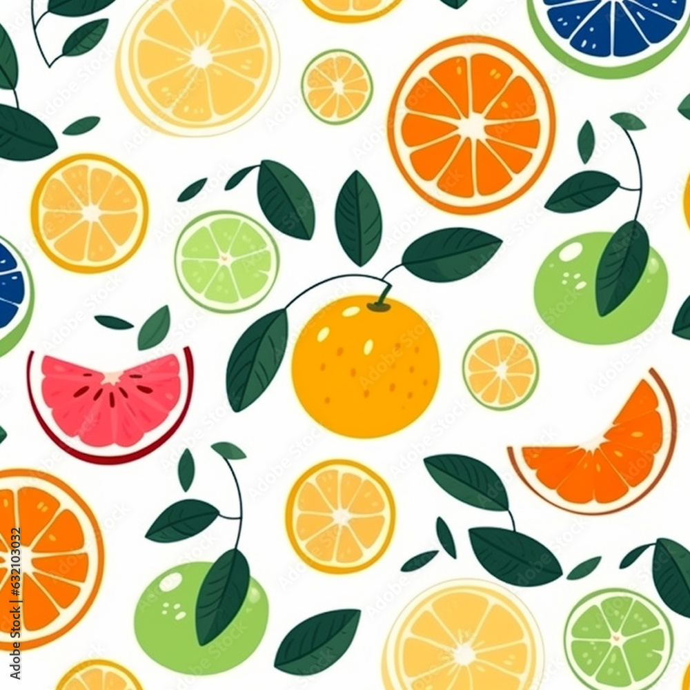 Seamless pattern with citrus fruits. Vector illustration in flat style Seamless pattern with citrus fruits. Vector illustration in flat style