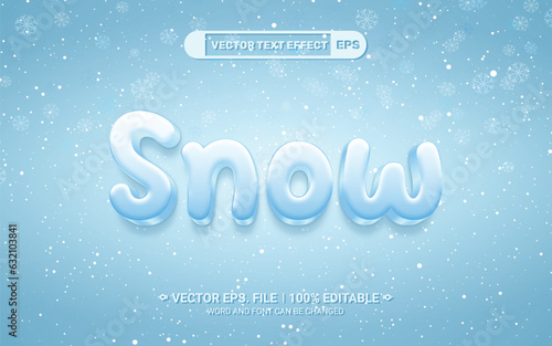 Editable 3d cartoon style snow text effect