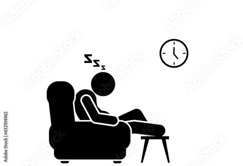 illustration and  stick figure,stickman,pictogram fall asleep
