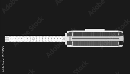 A Measuring tape from top view  isolated on white background , it is a flexible tool used for measuring length