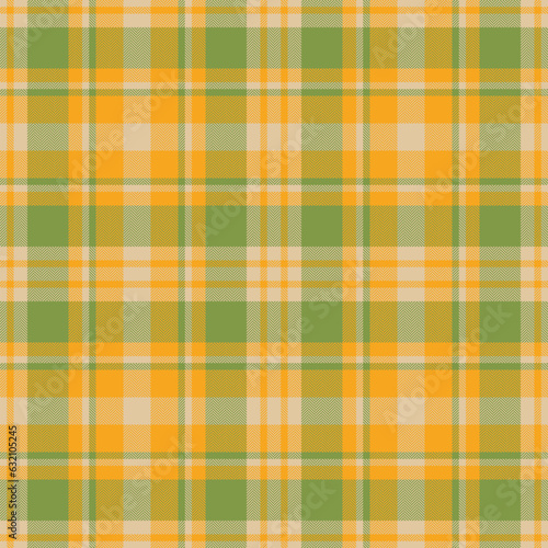 Plaid seamless pattern in yellow. Check fabric texture. Vector textile print.