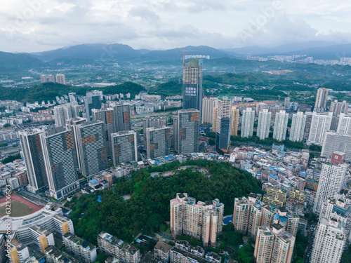 Shenzhen ,China - June 01,2022: Aerial view of landscape in Shenzhen city, China © lzf