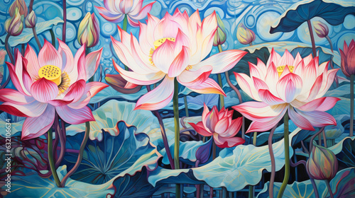 Lotus in the pond painting.