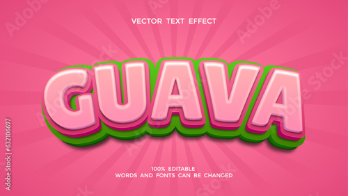 guava editable 3d text effect with pink and green color