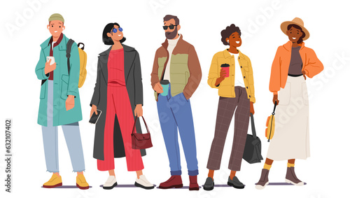 Male and Female Characters Wear Autumn Outfits, Including Cozy Sweaters, Boots And Warm Jackets, To Stay Stylish
