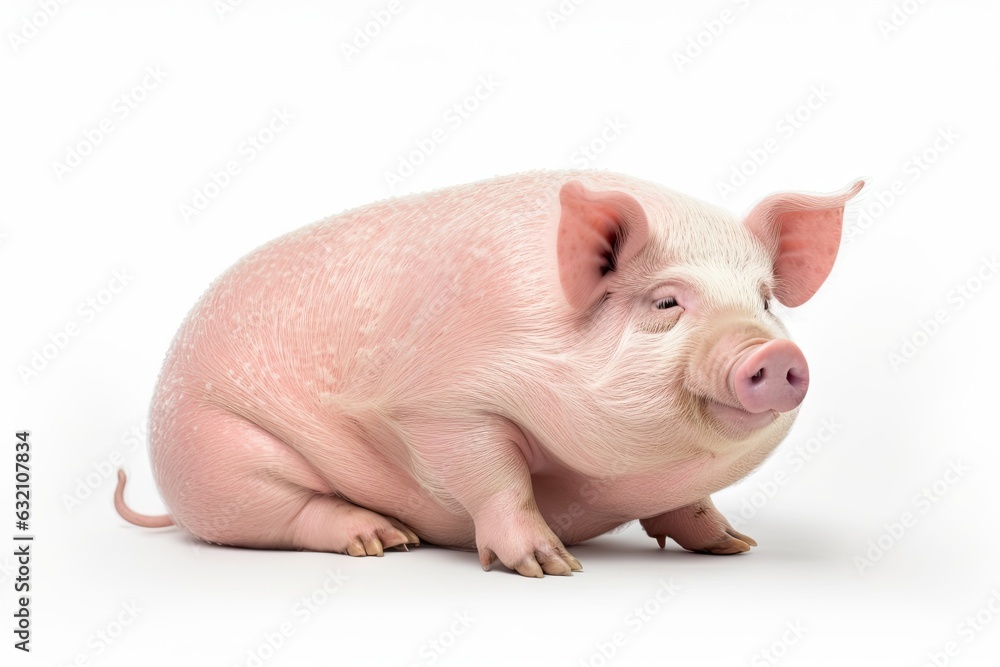 One happy farm animal standing proudly. Cute and funny baby pig isolated on white background One happy farm animal standing proudly. Cute and funny baby pig isolated on white background