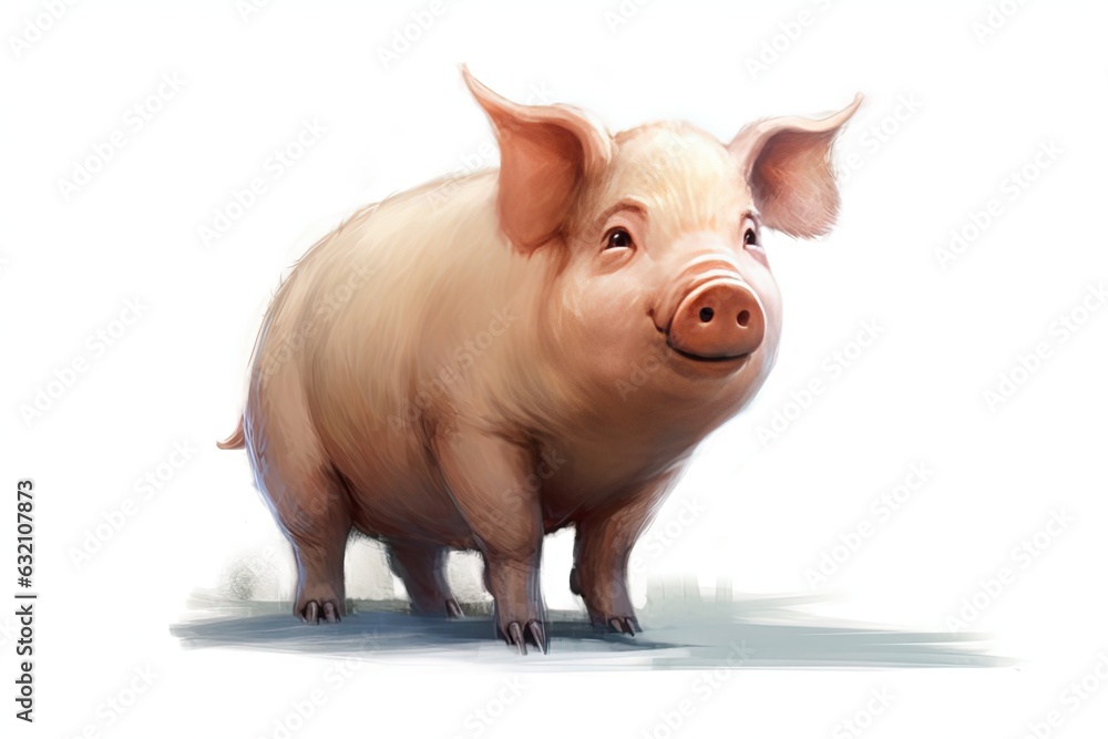 One happy farm animal standing proudly. Cute and funny baby pig isolated on white background One happy farm animal standing proudly. Cute and funny baby pig isolated on white background