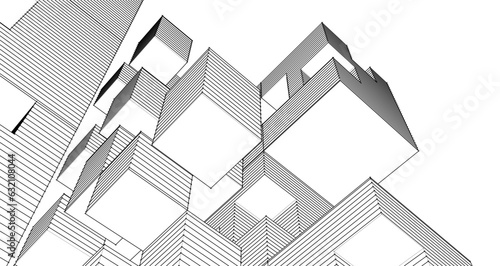 abstract modular architecture 3d illustration photo