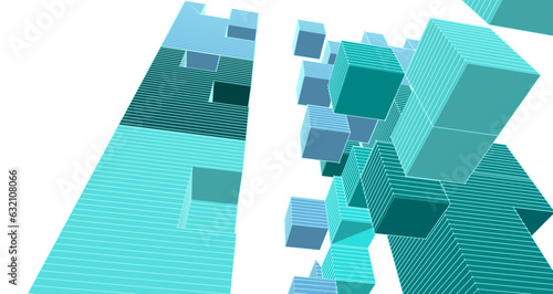 abstract modular architecture 3d illustration