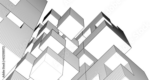 abstract modular architecture 3d illustration