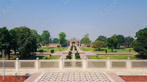 Tomb of Jahangir - May, 05, 2018: Lahore, Pakistan. Mausoleum was built in 1637, after knowing ailment of King, Queen Nur Jahan Drove on Horse, brought her Love back from Kashmir and built this Garden