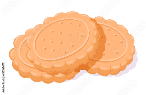 Cartoon shortbread cookies. Homemade tasty cookies, delicious, crumbly and buttery cookies flat vector illustration