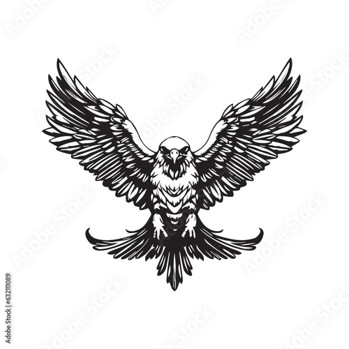 Canvas Print Eagle, hawk, falcon emblem with spread wings, heraldic symbol, bird, predator, w
