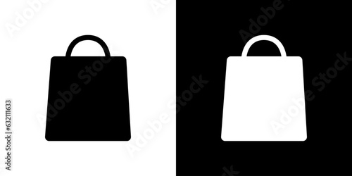 Vector illustration of paper shopping or grocery bags. Bags line icon.