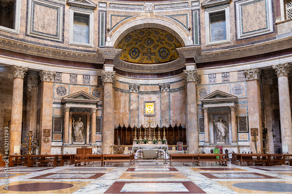 Pantheon, temple of all gods. Interior, main altar. Rome, Italy